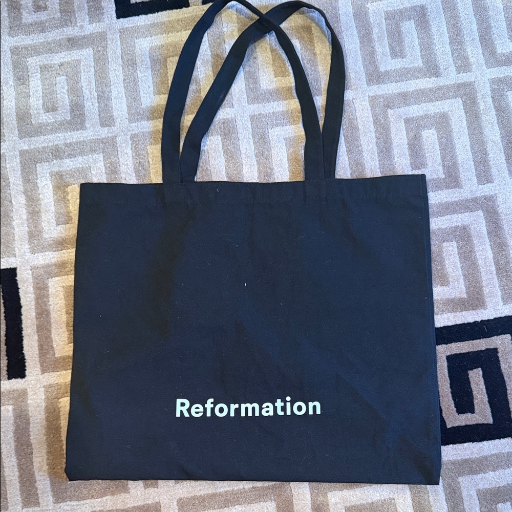 Reformation Black Tote with Mint Logo